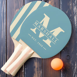 Pala De Ping Pong Monograma y Franja Superpuesta de Nombre Warm Aqua