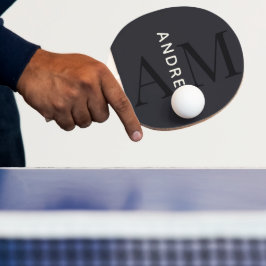 Pala De Ping Pong Monograma y nombre azul estilizado