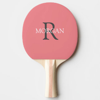 Pala De Ping Pong Monograma y nombre de bricolaje, texto gris y blan