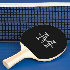 Pala De Ping Pong Monograma y nombre del Personalizado clásico negro