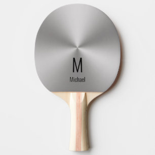 Pala De Ping Pong Monograma y nombre falso plateado moderno