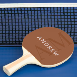Pala De Ping Pong Monograma y nombre moderno Terracota Brown