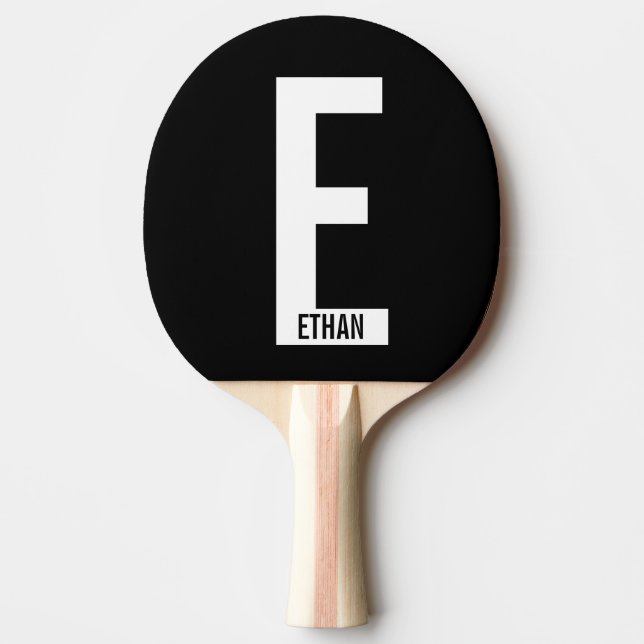 Pala De Ping Pong Monograma y nombre negrita personalizado moderno (Anverso)