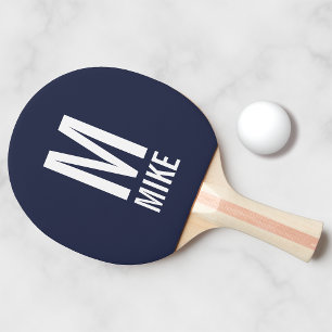 Pala De Ping Pong Monograma y nombre personalizados modernos