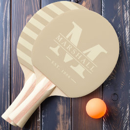 Pala De Ping Pong Monograma y nombre superposición Duna de arena de 