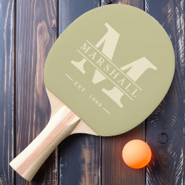 Pala De Ping Pong Monograma y nombre superpuesto Dust Sage