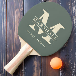 Pala De Ping Pong Monograma y nombre superpuesto Gris cálido