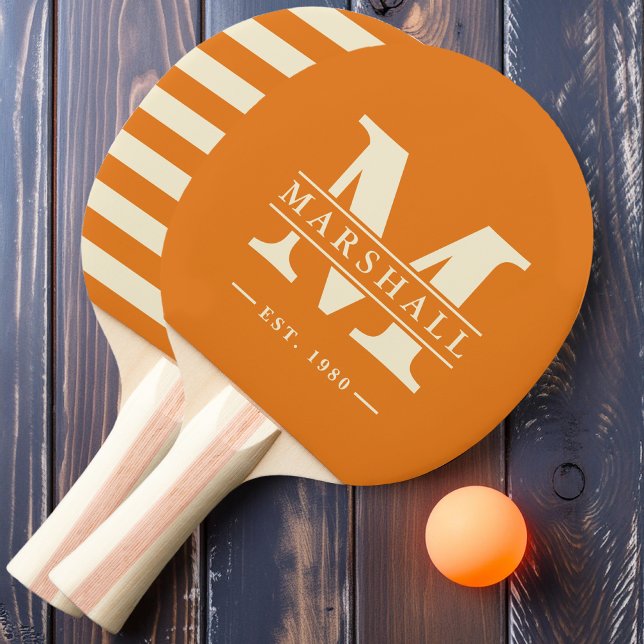 Pala De Ping Pong Monograma y nombre superpuesto Polo Cítricos cálid (Subido por el creador)