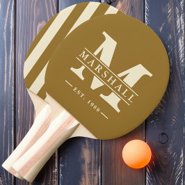 Pala De Ping Pong Monograma y nombre superpuesto Polo rayado cálido