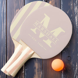 Pala De Ping Pong Monograma y nombre superpuesto Polo Stripe Lavende