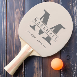 Pala De Ping Pong Monograma y nombre superpuestos Sandcastle Pink