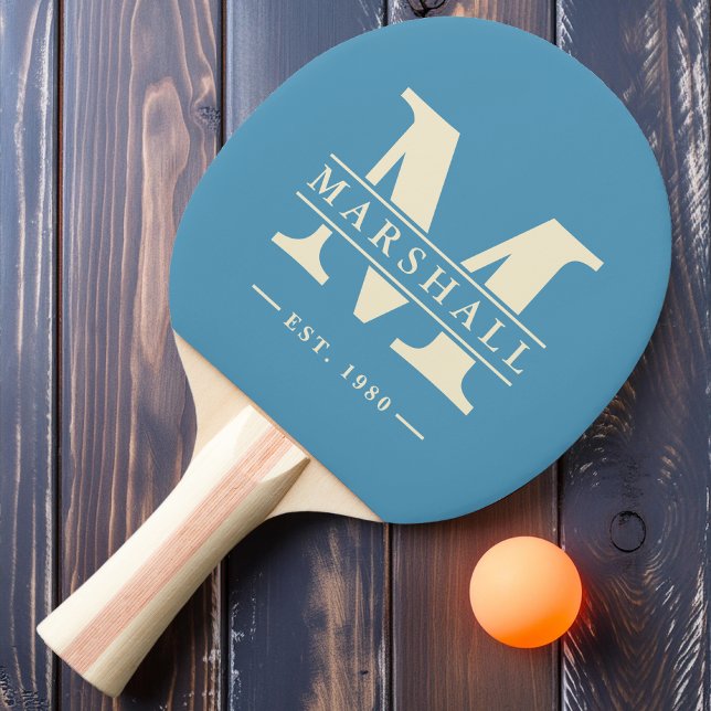 Pala De Ping Pong Monograma y superposición de nombres Aqua Splash (Subido por el creador)