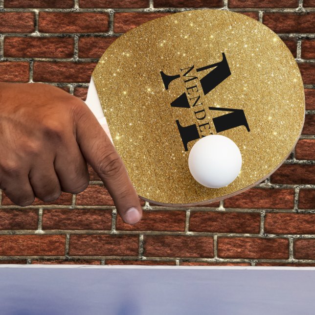 Pala De Ping Pong Monogramado Negro + Purpurina Oro Ping Pong Paddle (Subido por el creador)