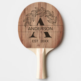 Pala De Ping Pong Monogramado Rústico Farmhouse Family Name Wood