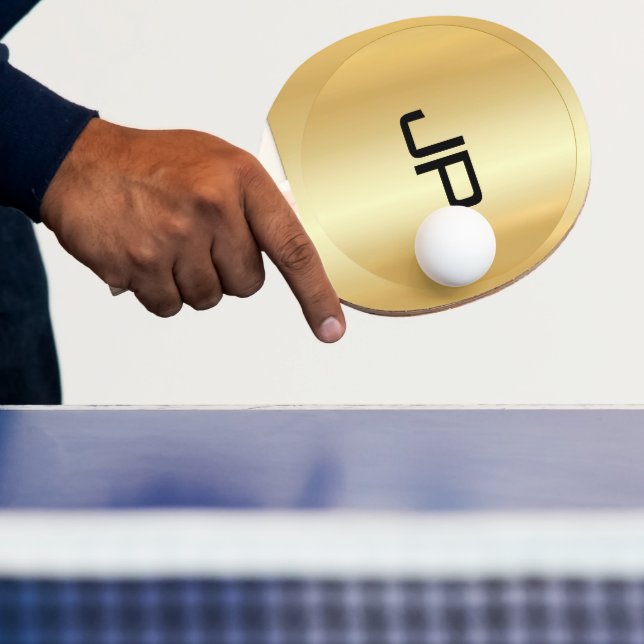 Pala De Ping Pong Monogramed Elegant Template Glamorous Gold (in situ)