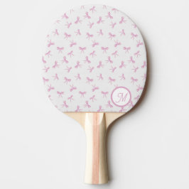 Pala De Ping Pong Monogrammed Frilly Coquette Pink watercolor Bow 