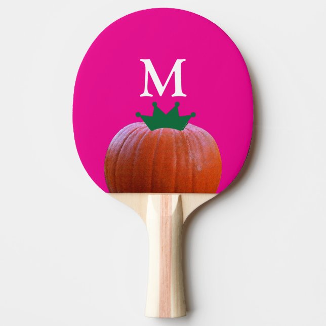 Pala De Ping Pong Monogramos Naranja Rosado Calabaza Baby Shower Fav (Anverso)