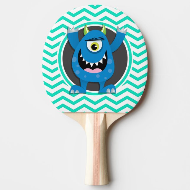 Pala De Ping Pong Monstruo azul; Aqua Green Chevron (Anverso)