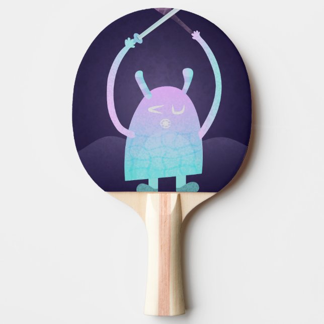 Pala De Ping Pong Monstruo Azul Pequeño y Lindo (Anverso)