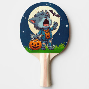 Pala De Ping Pong Monstruo de hombre lobo con calabaza