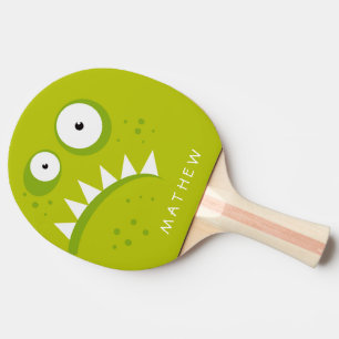 Pala De Ping Pong Monstruo verde asustadizo divertido enojado gruñón