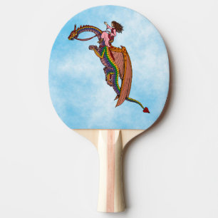 Pala De Ping Pong Montando el dragón arcoiris