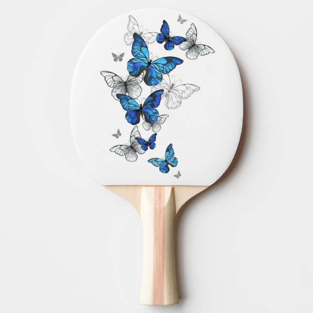 Pala De Ping Pong Morfo de las mariposas voladoras azules (Anverso)