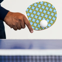 Pala De Ping Pong Mosaico azul y amarillo, Entramado, Quatrefoil