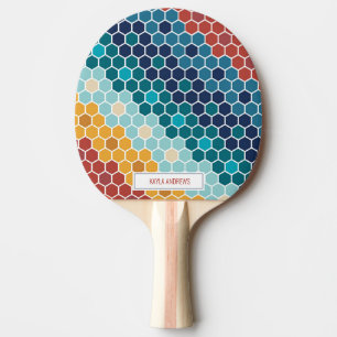 Pala De Ping Pong Mosaico floral colorido Hexagon Mesa Tennis
