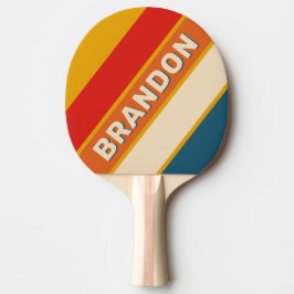 Pala De Ping Pong Mostaza Retro Negrita Rayada con Nombre