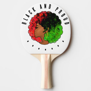 Pala De Ping Pong Mujer niña negra panafricana orgullo afro verde ro