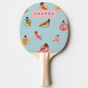 Pala De Ping Pong Mujeres de verano personalizadas relajándose en lo