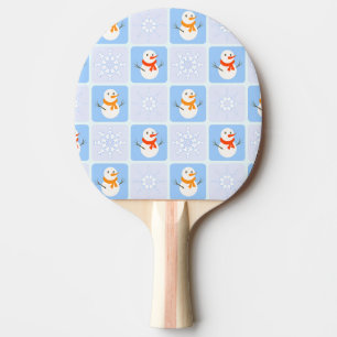 Pala De Ping Pong Muñeco de nieve y copos de nieve con estampado de