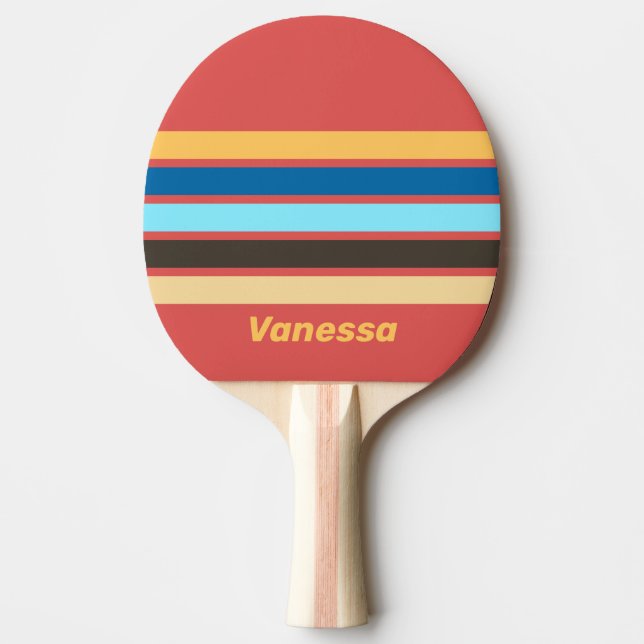 Pala De Ping Pong Murmur Retro a través de Franjas con Nombre (Anverso)