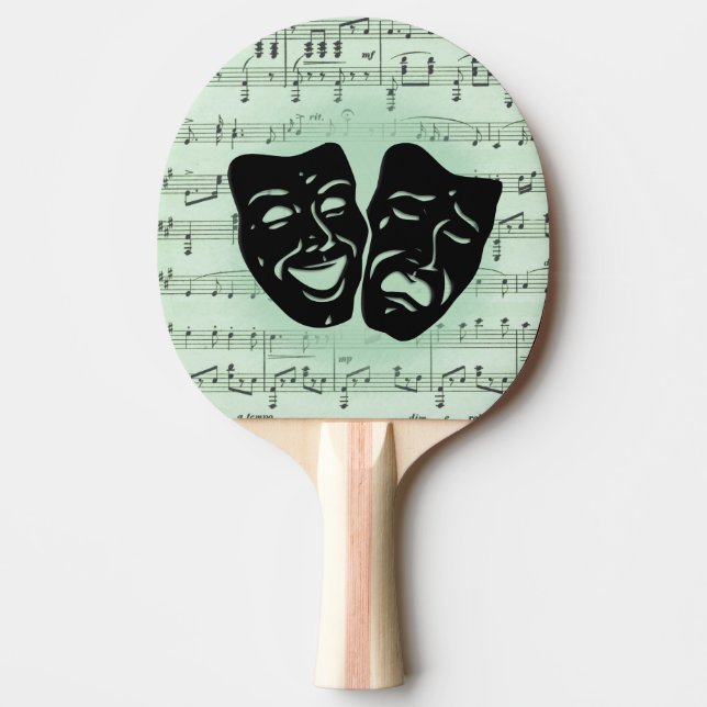 Pala De Ping Pong Música verde y máscaras griegas de teatro (Anverso)