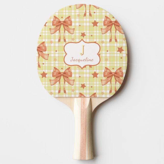 Pala De Ping Pong Naranja Amarillo Coquette Feminine Bows (Anverso)