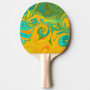 Pala De Ping Pong Naranja amarillo neón de moda Giro abstracto verde