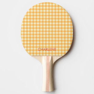 Pala De Ping Pong Naranja amarillo soleado Ish Gingham Plaid