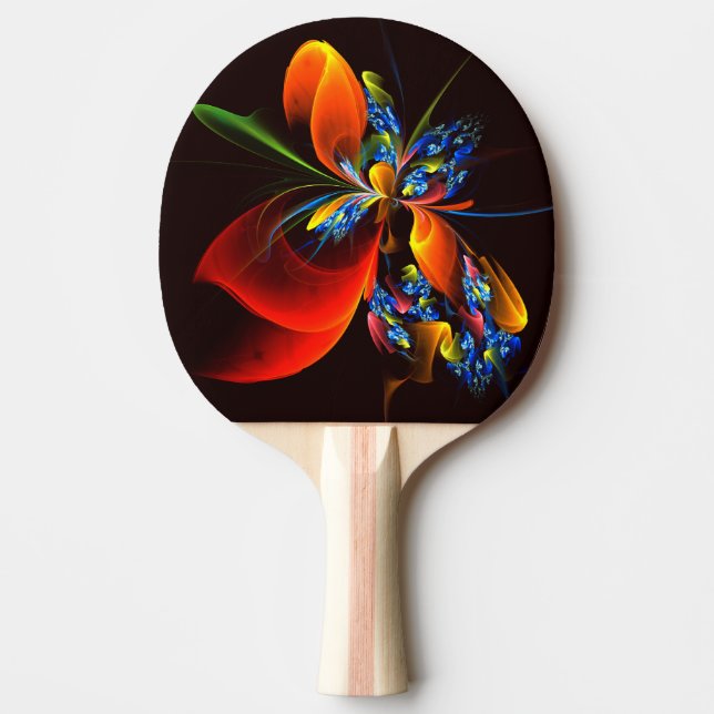 Pala De Ping Pong Naranja azul Floral Moderno Resumen Patrón de arte (Anverso)