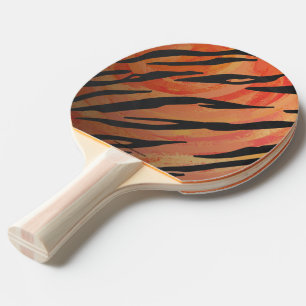 Pala De Ping Pong Naranja caliente tigre e impresión en negro