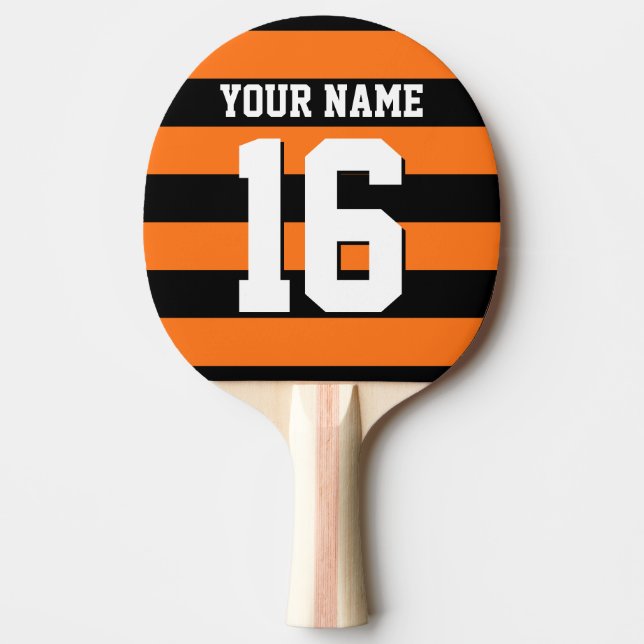Pala De Ping Pong Naranja de calabaza negro equipo camiseta de perri (Anverso)