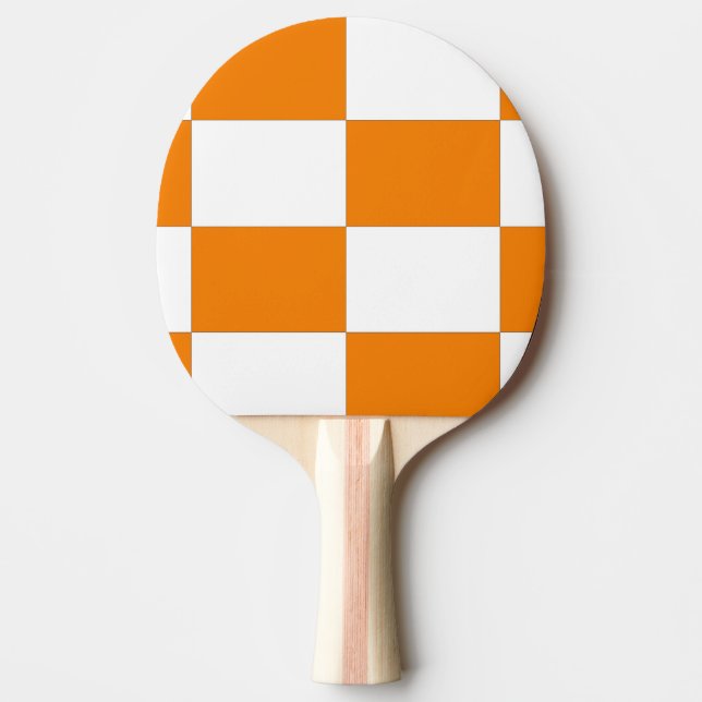 Pala De Ping Pong Naranja de cheques y diseño blanco (Anverso)