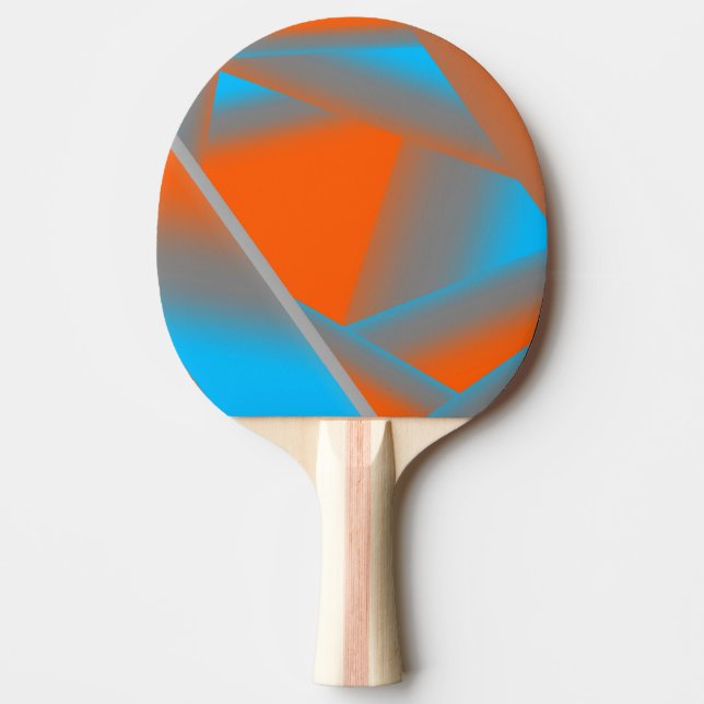 Pala De Ping Pong Naranja Gris Azul Ombre Geométrico Resumen Arte (Anverso)