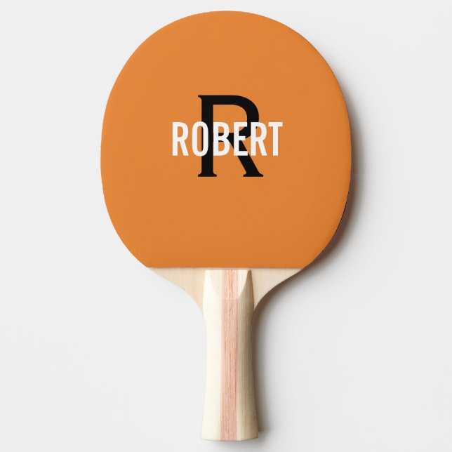 Pala De Ping Pong Naranja nombre monograma ping pong paddle (Anverso)