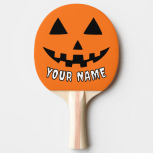 Pala De Ping Pong Naranja personalizado Calabaza Halloween su nombre