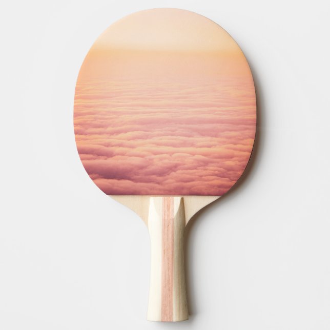 Pala De Ping Pong Naranja Rosa Fluffy Nubes Cielo (Anverso)