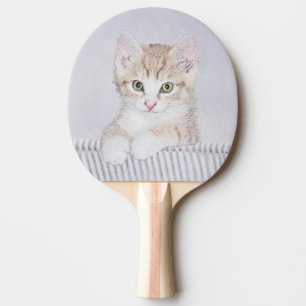 Pala De Ping Pong Naranja Tabby Kitten Pintura - Arte Gato Original
