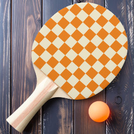 Pala De Ping Pong Naranja y Crema a Cuadros