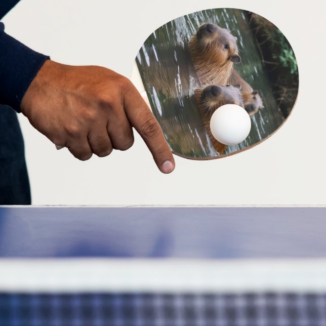 Pala De Ping Pong Natación De Capybaras En El Río, (in situ)