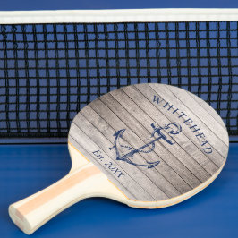 Pala De Ping Pong Nautical Anchor Monograma Beige Madera